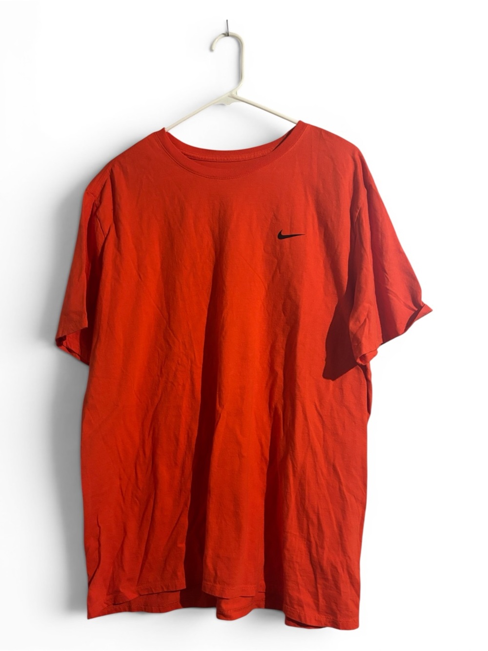 Nike Orange Short-Sleeve Crewneck T-Shirt with Black Swoosh
